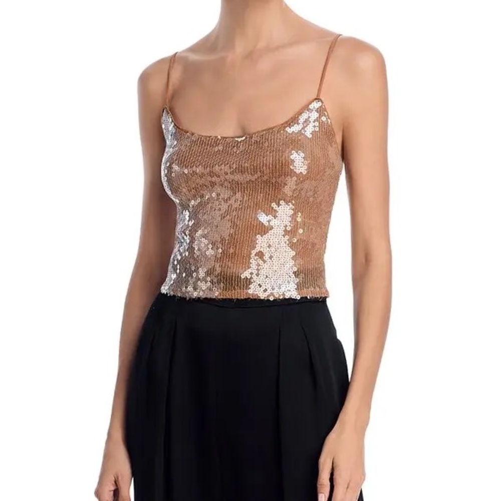 Bardot Sequin Embellished Tan Top